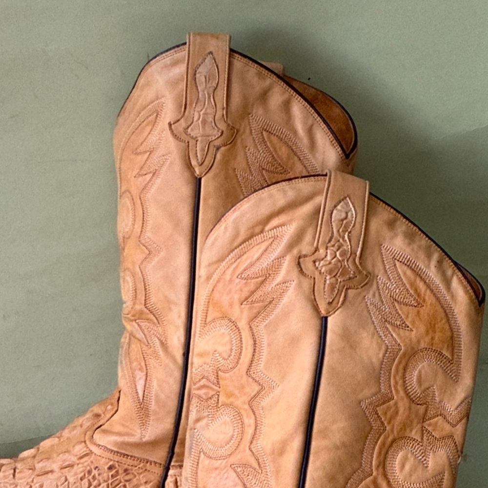 Yellow Cream Rudel Alligator/Leather  Western Cowboy Boots - Picture 9 of 16
